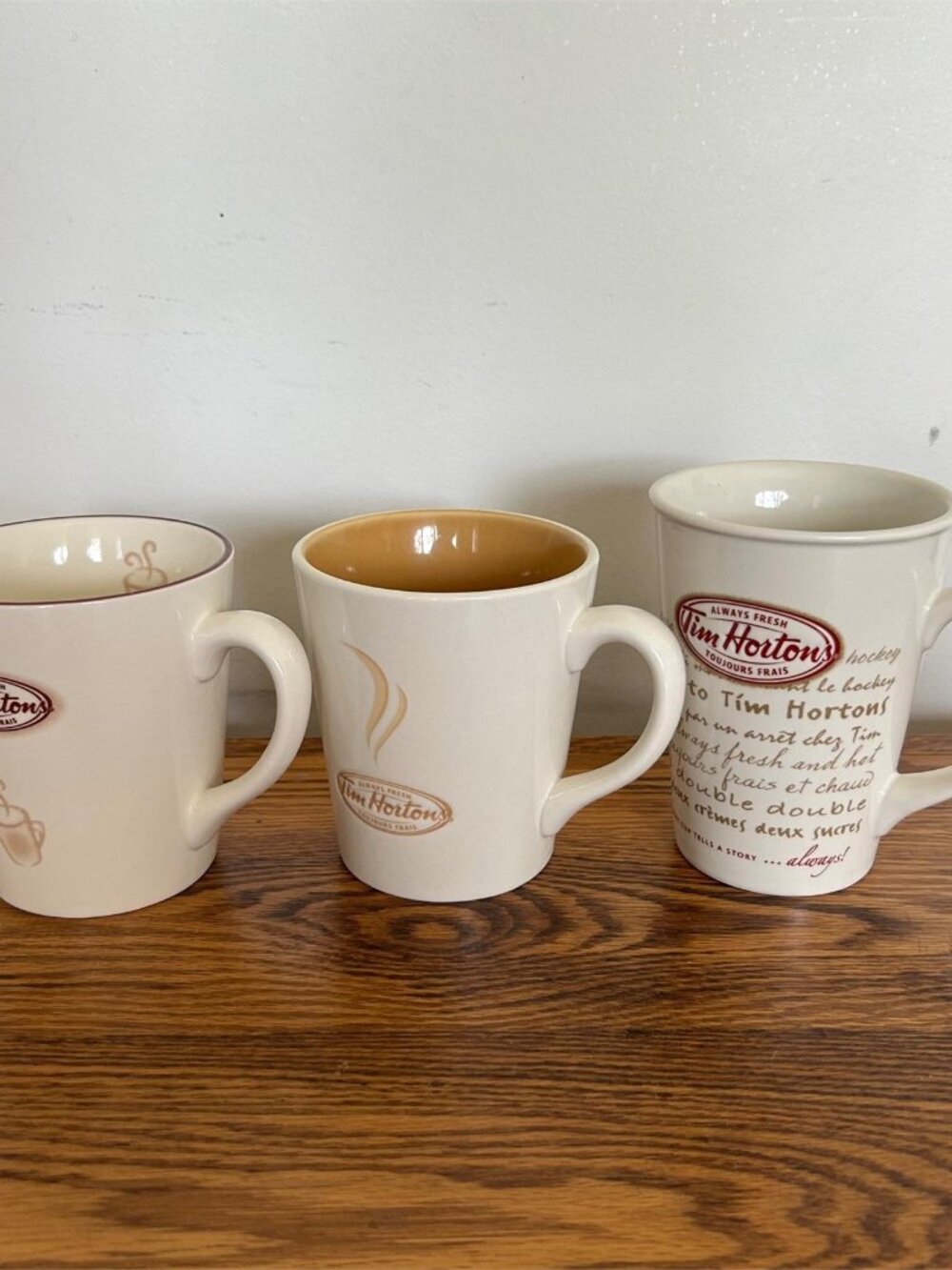 Lot of 3 Vintage Tim Hortons Ceramic Coffee Mugs
